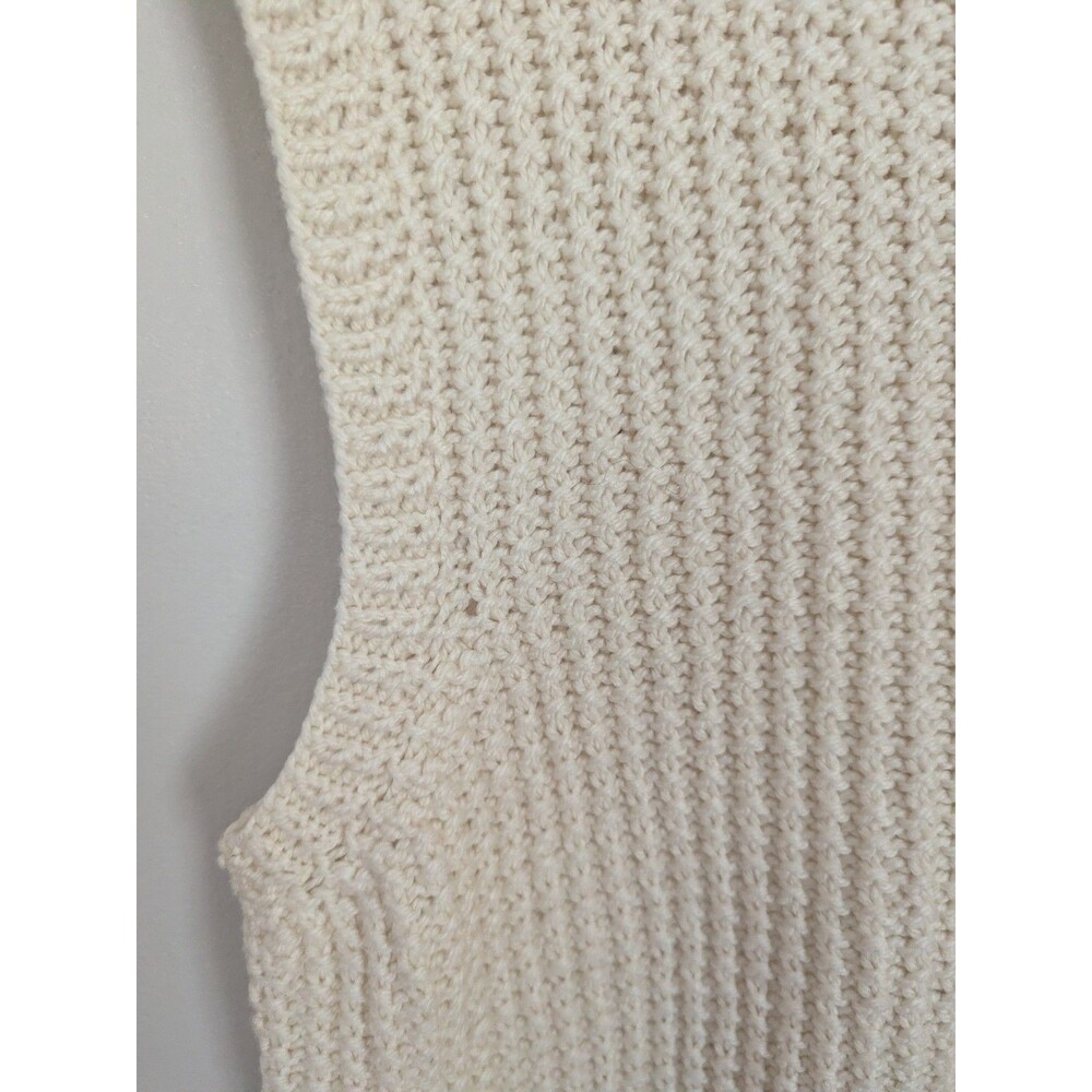 Handmade Crochet Knit Sweater Vest Ivory Cream Boho Button Front Cozy Womens L - Picture 7 of 7